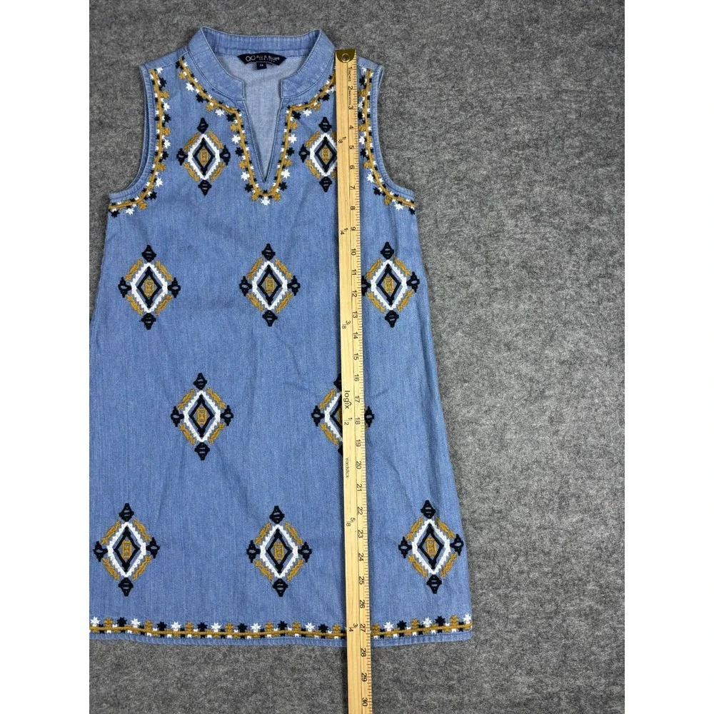 Blu & Blue Demin Embroidered Dress Sleeveless Size‎ Medium